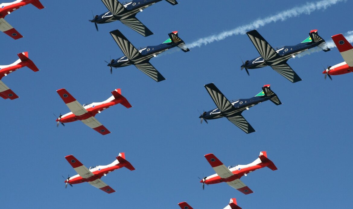 Airplanes flying in formation